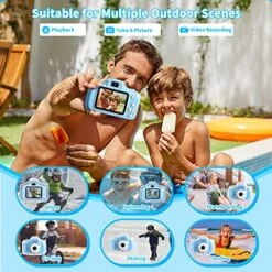 OZMI Kids Waterproof Selfie Camera For Boys, Christmas Birthday Gift For Boys 3 4 5 6 7 8 9 Years Old, Toddler Underwater Sports Camera HD Children Digital Camera 2 Inch Screen With 32GB Card, Blue 13 OZMI Kids Waterproof Selfie Camera For Boys, Christmas Birthday Gift For Boys 3 4 5 6 7 8 9 Years Old, Toddler Underwater Sports Camera HD Children Digital Camera 2 Inch Screen With 32GB Card, Blue -Folkmanis Toys Shop 516YDE5tpkL
