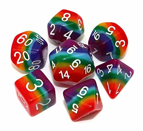 CREEBUY Rainbow DND Dice Set For Dungeon And Dragons D&D RPG Role Playing Games Polyhedral Dice With Bag 3 CREEBUY Rainbow DND Dice Set For Dungeon And Dragons D&D RPG Role Playing Games Polyhedral Dice With Bag