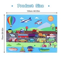 Children's Teaching Felt Board, City Cars Felt Story Board Set For Toddlers, Flannel Graphs For Children Early Learning Interactive Storytelling Teaching Play Kit Wall Hanging Gift