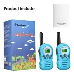 Sorulykin Kids Walkie Talkies 22 Channel, 2 Way Radio Up To 3KM Range Handheld Interphone, Children's Walkie-Talkies For Boys And Girls To Outside Adventure Gear To Camping Hiking Games, Blue 2 Pack -Folkmanis Toys Shop 516j52Gc78L