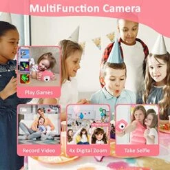 ACHSON’s Selfie Kids Camera, Christmas Birthday Gifts For Girls Age 3-9, HD Digital Video Cameras For Toddler, Portable Toy For 3 4 5 6 7 8 9 Year Old Girl With 32GB SD Card & Bunny Bag -Pink -Folkmanis Toys Shop 516osxaGT4L
