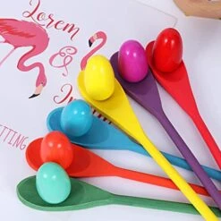 TOYANDONA Kids Toys 5 Sets Lawn Indoor Plaything Balance Carnival Integration Random And Funny Wooden Outdoor Eggs Children Halloween Kids Race Spoon Playing Gift Activity Games, Color Baby Spoons -Folkmanis Toys Shop 516vnU2tCKL