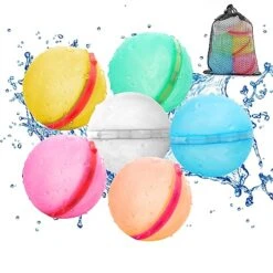 Reusable Water Bomb Balloons, THIIXDAI Self-Sealing Water Bomb For Kids Adults Party Water Games Toy, Latex-Free Silicone Water Splash Ball With Mesh Bag Summer Fun Outdoor Activities Supplies 6 Pcs