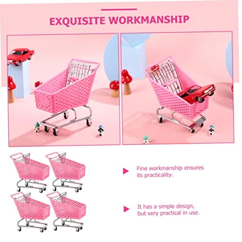 MAGICLULU 4pcs Pink Office Desk Cake Toy Toys Miniature Toy Shopping Cart My Cart Items Small Shopping Cart Shopping Cart Toy Desk Shopping Cart Toy Small Supermarket Cart Trolley 7 MAGICLULU 4pcs Pink Office Desk Cake Toy Toys Miniature Toy Shopping Cart My Cart Items Small Shopping Cart Shopping Cart Toy Desk Shopping Cart Toy Small Supermarket Cart Trolley - Image 5
