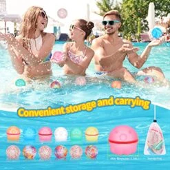 12 Packs Reusable Water Balloons Quick Fill Self Sealing, Magnetic Refillable Water Balloons For Kids Teens, Silicone Water Balls For Outdoor Activities Summer Water Toys Games -Folkmanis Toys Shop 5171mwyaPqL