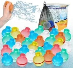 Hiliop Reusable Water Balloons For Kids Adults, Resealable Refillable Magnetic Water Balloons Self Sealing Quick Fill With Mesh Bag (8PCS) -Folkmanis Toys Shop 517Br9VCdL. AC
