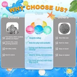 Huansihan Reusable Water Balloons For Kids Adults, 6 Pack Magnetic Refillable Quick Self-Sealing Water Bomb With Mesh Bag, Latex-Free Silicone Water Balls For Summer Pool Parties 8 Huansihan Reusable Water Balloons For Kids Adults, 6 Pack Magnetic Refillable Quick Self-Sealing Water Bomb With Mesh Bag, Latex-Free Silicone Water Balls For Summer Pool Parties -Folkmanis Toys Shop 517EFeTZ5FL