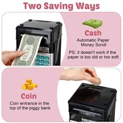 2 Pcs Piggy Bank Cash Coin Can ATM Bank Electronic Coin Money Bank Money Saving Box For Kids Age 4-12 Electronic Code Piggy Bank Money Counter Safe Box Coin Bank For Children, Boys Girls Gift