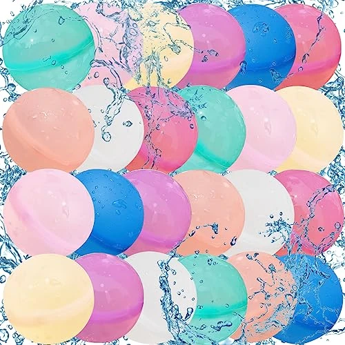 Reusable Water Balloons, 24 PCS Water Balloons, Water Balloons Quick Fill, Silicone Water Balloons, Used For Water Fight Game, Summer Fun Party Toys 3 Reusable Water Balloons, 24 PCS Water Balloons, Water Balloons Quick Fill, Silicone Water Balloons, Used For Water Fight Game, Summer Fun Party Toys