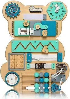 Busy Board For Toddlers, Sensory Game, Montessori Board For Kids, Activity Toy For Toddlers, Develop Fine Motor Skills, Educational Learning Toy, Learning Wooden Travel Toy, Doors And Locks -Folkmanis Toys Shop 517dU wTx2L. AC