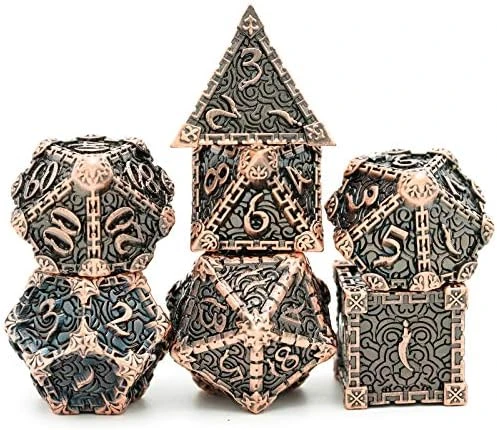 Cusdie Metal Dice Set, 7 Pcs DND Metal Dice, Pinwheel Design Polyhedral Dice Set, For Role Playing Game D&D Dice MTG Pathfinder(Silver Golden) 7 Cusdie Metal Dice Set, 7 Pcs DND Metal Dice, Pinwheel Design Polyhedral Dice Set, For Role Playing Game D&D Dice MTG Pathfinder(Silver Golden) - Image 5