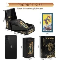 Tarot Cards With Guidebook & Divination Tablecloth,78Pcs Waterproof PVC Classic Gold Foil Tarot Deck Fortune Telling Divination Tools,Tarot Decks For Beginners And Expert Readers Use(Black Gold) -Folkmanis Toys Shop 517ggBGJpaL