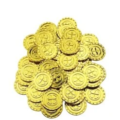 Alasum 100pcs Pirate Toy Toys For Kids Coins For Kids Pirate Doubloon Pirate Game Coins Poppets For Kids Golden Coins Plastic Gold Coins Kids Gold Coins Lucky Coin Game Currency Yingshi
