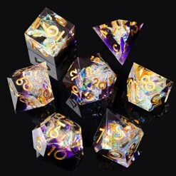 Sharp Edge DND Dice Set Handmade 7 Accessories Dice For Dungeons And Dragons TTRPG Games, Multi-Sided RPG Polyhedral Resin Sharp Edge Dice Roleplaying Games Shadowrun Pathfinder MTG