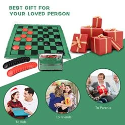 Giant Checkers 3 In 1 Tic Tac Toe Game Board For Adults And Kids With 24 Checker Pieces Reversible Rug - Indoor And Outdoor Games For Family And Party - Gift Ideas For Teen Boys, Kids & Adults 16 Giant Checkers 3 In 1 Tic Tac Toe Game Board For Adults And Kids With 24 Checker Pieces Reversible Rug - Indoor And Outdoor Games For Family And Party - Gift Ideas For Teen Boys, Kids & Adults -Folkmanis Toys Shop 517ppB4sT3L