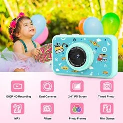 SLSFJLKJ Kids Camera Girls & Boys Toy Gift, MP3 Player Digital Video Camera Children Dual Cameras Selfie Photography Electronic Game Camera For Kids Age 3 4 5 6 7 9 10 Girls Gifts Birthday Christmas -Folkmanis Toys Shop 517sOXOoEiL