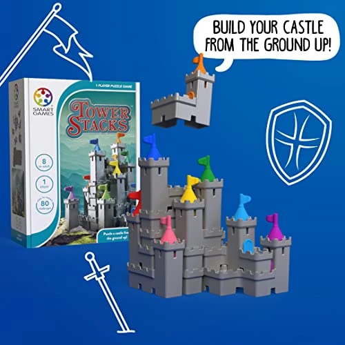 SmartGames Tower Stacks Castle Building Game With 80 Challenges For Ages 8-Adult 6 SmartGames Tower Stacks Castle Building Game With 80 Challenges For Ages 8-Adult - Image 4