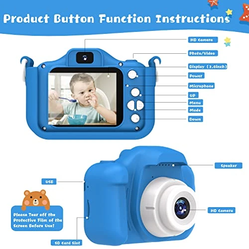 KeBuLe Kids Camera For Girls And Boys,Children Camera Digital Video, Kids Camera 2.0 Inches Screen 20.0MP Video, 32GB SD Card Include, Kid Toys Gift For Birthday, Chrismats Gift For 3-12 Years Old 9 KeBuLe Kids Camera For Girls And Boys,Children Camera Digital Video, Kids Camera 2.0 Inches Screen 20.0MP Video, 32GB SD Card Include, Kid Toys Gift For Birthday, Chrismats Gift For 3-12 Years Old - Image 7