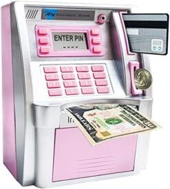 ATM Savings Bank For Real Money For Adults Kids With Card Personal ATM Saving Piggy Bank Machine For Boys Girls, Password Login,Coin Recognition,Balance Calculator,Electronic Safe Box (Silver/Black) -Folkmanis Toys Shop 5180GnuCIL. AC