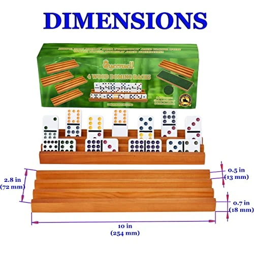 Queensell Mexican Train Dominoes Set For Adults Tile Board Game + Domino Racks For Classic Board Games - Wooden Domino Holders Set Of 4 7 Queensell Mexican Train Dominoes Set For Adults Tile Board Game + Domino Racks For Classic Board Games - Wooden Domino Holders Set Of 4 - Image 5
