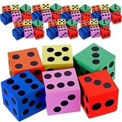 Kicko Foam Dice Set - 48 Pack Of Assorted Colorful Big Square Blocks - Perfect For Building, Educational Toys, Math Teaching, Pastime, Party Favors And Supplies