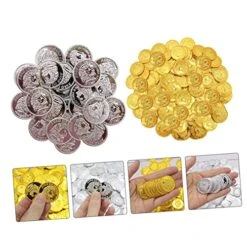 TOYANDONA Pirate Treasure Pirate Accessories 200pcs Pirate Gold Coin Vintage Toys Kids Party Props Treasure Box Accessories Child Treasure Plastic Pirate Pirate Toys Play -Folkmanis Toys Shop 518MOVQW4GL