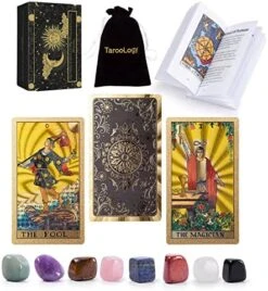 TarooLogy Original Tarot Cards With Guide Book For Beginners With Tarot Card Holder, Waterproof PTE Classic 78 Tarot Deck With 8 Black Glod 14 TarooLogy Original Tarot Cards With Guide Book For Beginners With Tarot Card Holder, Waterproof PTE Classic 78 Tarot Deck With 8 Black Glod -Folkmanis Toys Shop 518Q0EdAwLL. AC
