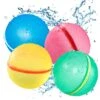 Reusable Water Balloons, Quick Fill Self Sealing Silicone Water Bomb Splash Balls For Water Fight, Water Toys For Kids Outdoor Activities,Water Park, Summer Party 4PC -Folkmanis Toys Shop 518Rc0IZtxL