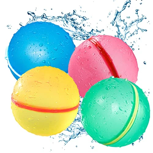 Reusable Water Balloons, Quick Fill Self Sealing Silicone Water Bomb Splash Balls For Water Fight, Water Toys For Kids Outdoor Activities,Water Park, Summer Party 4PC 3 Reusable Water Balloons, Quick Fill Self Sealing Silicone Water Bomb Splash Balls For Water Fight, Water Toys For Kids Outdoor Activities,Water Park, Summer Party 4PC