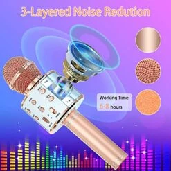 YOHIA Kids Microphone For Singing 2 Pack,Wireless Bluetooth Karaoke Microphone Portable Handheld Mic Speaker Machine, Girls Toys For Birthday Gifts Kids Adults Home KTV(Blue & Rose Gold) -Folkmanis Toys Shop 518UHhxUt1L