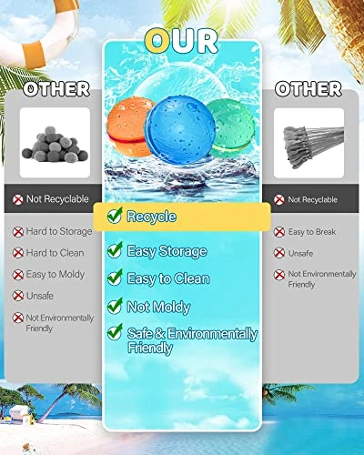 SOPPYCID Reusable Water Balloons For Kids Outdoor Toys,Quick Fill Silicone Magnetic Balloon Toys Age3+Boy Girl Pool Party Self Sealing Balls,Summer Water Fight Games Gift (6 Packs) 4 SOPPYCID Reusable Water Balloons For Kids Outdoor Toys,Quick Fill Silicone Magnetic Balloon Toys Age3+Boy Girl Pool Party Self Sealing Balls,Summer Water Fight Games Gift (6 Packs) - Image 2