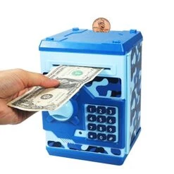 Elemusi Cartoon Electronic Password Mini ATM Piggy Bank Cash Coin Can Auto Scroll Paper Money Saving Box, For Children Kids