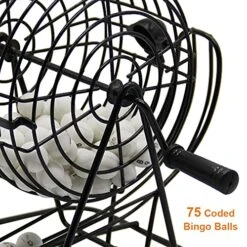 Lulu Home Bingo Game Set , 8 Inch Metal Bingo Cage Include 3/5 Inch White Balls, Bingo Chips, Bingo Board, 18 Bingo Cards, Black -Folkmanis Toys Shop 518ZuPLEy2L