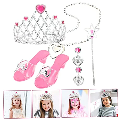 2 Sets Child Princess Jewelry Toys For Little Girls Princess Shoes For Girls Dress-up Crowns Princess Dress Up Girl Tiara Headband Plastic Pink Princess Dress Up Kit Fashion 4 2 Sets Child Princess Jewelry Toys For Little Girls Princess Shoes For Girls Dress-up Crowns Princess Dress Up Girl Tiara Headband Plastic Pink Princess Dress Up Kit Fashion - Image 2