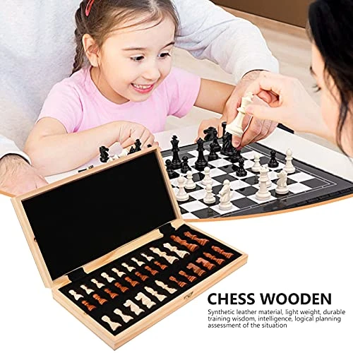 Kisangel Kids Playsets Travel International Chess Set For Kids And Adults Chess Checkers Backgammon Game Set With Wooden Folding Portable Chess Board Vintage Toys 4 Kisangel Kids Playsets Travel International Chess Set For Kids And Adults Chess Checkers Backgammon Game Set With Wooden Folding Portable Chess Board Vintage Toys - Image 2
