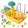 CUTE STONE Play Sink With Running Water, Kitchen Sink Toys With Upgraded Electric Faucet, Play Food Toys, Pool Floating Fishing Toys For Water Play, Kids Role Play Dishwasher Toy Gift For Boys Girls 1 CUTE STONE Play Sink With Running Water, Kitchen Sink Toys With Upgraded Electric Faucet, Play Food Toys, Pool Floating Fishing Toys For Water Play, Kids Role Play Dishwasher Toy Gift For Boys Girls -Folkmanis Toys Shop 518pVoNPLaL