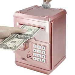 HUSAN Piggy Banks For Kids, Electronic Password Code Money Banks ATM Banks Box Coin Bank For Children Boys And Girls (Rose Gold)