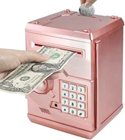 HUSAN Piggy Banks For Kids, Electronic Password Code Money Banks ATM Banks Box Coin Bank For Children Boys And Girls (Rose Gold) -Folkmanis Toys Shop 518wzc5r5WL. AC