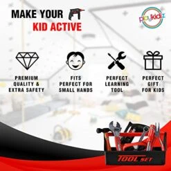 Playkidz Tool Box For Kids 22-Piece Boys & Girls Construction Toy Playset W/Carry Chest, Working Push Button Power Drill, Hammer, Screwdriver, Wrench, Pliers, Saw & Other Realistic Tools Ages 3+ 9 Playkidz Tool Box For Kids 22-Piece Boys & Girls Construction Toy Playset W/Carry Chest, Working Push Button Power Drill, Hammer, Screwdriver, Wrench, Pliers, Saw & Other Realistic Tools Ages 3+ -Folkmanis Toys Shop 519Az4hkkUL
