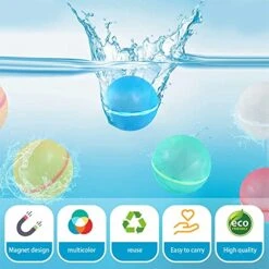 Reusable Water Balloons Self Sealing Quick Fill, Magnetic Refillable Summer Water Toys, Silicone Water Balls Splash Bombs For Kids Outdoor Water Play Game Summer Party (12PCS, Shell) -Folkmanis Toys Shop 519BE2jVO3L