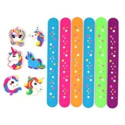 LOCHSOEL Silicone Unicorn Slap Bracelets - Silicone Unicorn Wristband Birthday Party Favors, Boys Girls Party Favors Gifts Carnival Prizes Set （6 Pack -Folkmanis Toys Shop 519Bhg0msFL
