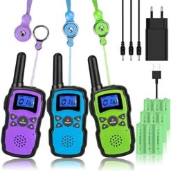Wishouse Walkie Talkies For Kids Rechargeable 3 Pack,Walky Talky For Adults 2 Way Radio With USB Charger 9000mAh Battery,Camping Games Toy Birthday Halloween Xmas Gift For Boy Girl Children Family -Folkmanis Toys Shop 519CODu1cYL. AC