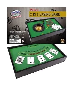 Matty's Toy Stop Deluxe 2 In 1 Casino Games Featuring Blackjack And Roulette Wooden 20" Tabletop Set With Felt