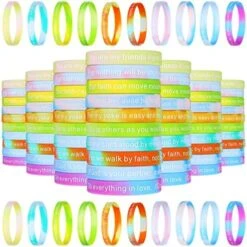 100 Pieces Bible Verse Bracelets Bulk Silicone Christian Scripture Bracelets WWJD Rubber Religious Spiritual Wristbands Inspirational Bracelet For Adult Teen Religious Gifts (Bright, Classic) -Folkmanis Toys Shop 519DjxyqE8L. AC