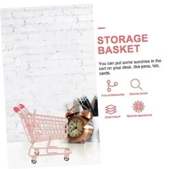 Operitacx 1pc Folding Wagon For Kids Dolls For Dollhouse Toddler Push Car Shopping Cart Stationery Supplies Metal Utility Cart Pink Decorate Truck Accessories Desk Set