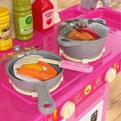 TEMI Play Kitchen Girls Toy Pretend Food - Kitchen Toys For Kids Ages 4-8, Kitchen Set For Toddlers 1-3, Play Kitchen Accessories W/Real Sounds Light, For Girls Boys Age 2 3 4 5 6 7 -Folkmanis Toys Shop 519WE24PP8L