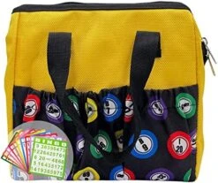 JUNWRROW Bingo Dauber Bags With 6 Exterior Pockets&3 Interior Pockets Black Bingo Tote Bag,Includes 100 Multi-Color Bingo Cards -Folkmanis Toys Shop 519aAX UInL. AC