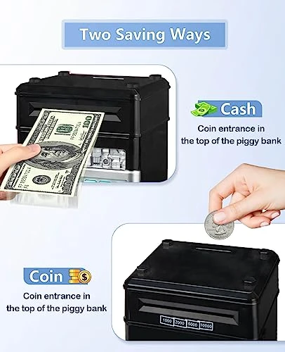 MAGIBX Piggy Bank For Boys Toys Age 6-8, Cash Coin Can ATM Bank Toys For 6 7 8 Year Old Boy Birthday Gifts, Electronic Money Saving Box For Kids 5-7 With Password Code Lock For Boys Age 8-10-12, Black 5 MAGIBX Piggy Bank For Boys Toys Age 6-8, Cash Coin Can ATM Bank Toys For 6 7 8 Year Old Boy Birthday Gifts, Electronic Money Saving Box For Kids 5-7 With Password Code Lock For Boys Age 8-10-12, Black - Image 3
