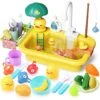 Qizebaby Kids Play Kitchen Sink With Running Water, Electronic Kitchen Dishwasher Toys With Automatic Water Cycle System, Fishing Game Toys And Pretend Role Kitchen Sink Toy Gift For Boys Girls Age 2+ -Folkmanis Toys Shop 519gkoNHvcL
