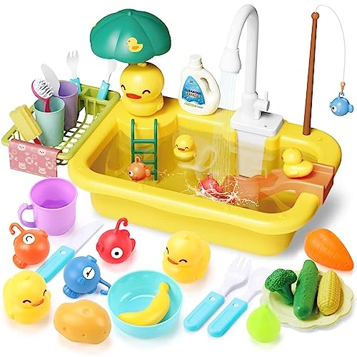 Qizebaby Kids Play Kitchen Sink With Running Water, Electronic Kitchen Dishwasher Toys With Automatic Water Cycle System, Fishing Game Toys And Pretend Role Kitchen Sink Toy Gift For Boys Girls Age 2+ 3 Qizebaby Kids Play Kitchen Sink With Running Water, Electronic Kitchen Dishwasher Toys With Automatic Water Cycle System, Fishing Game Toys And Pretend Role Kitchen Sink Toy Gift For Boys Girls Age 2+